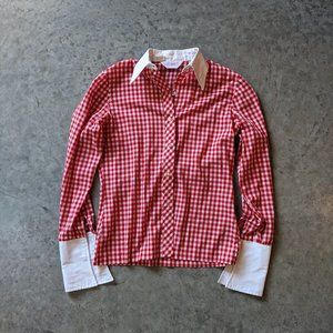 Red Gingham Button Down with French Cuffs